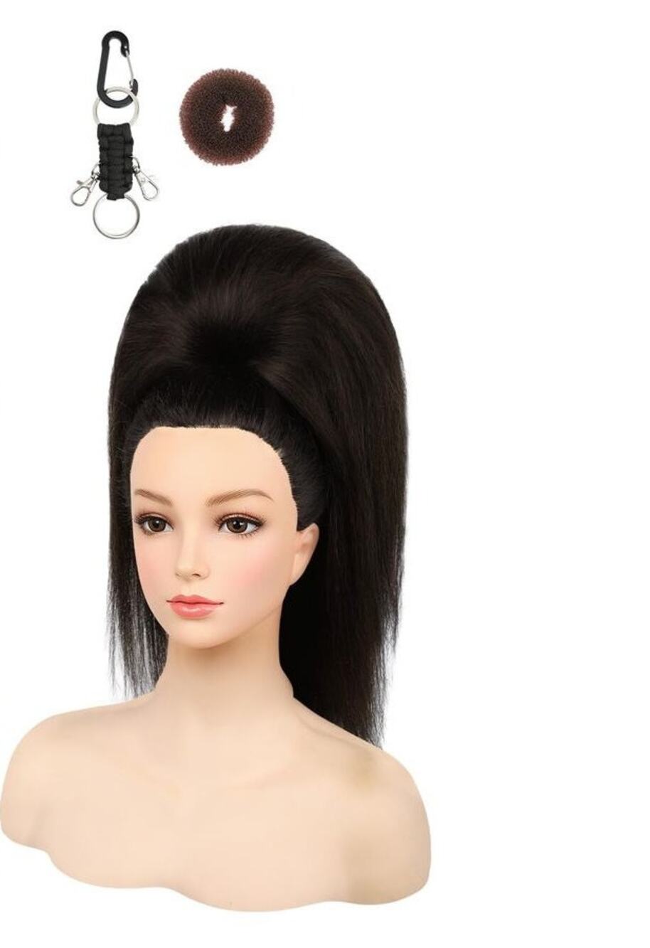 18" Cheer Ponytail Hair Extension Brown Black Pre-Teased Volume Dance Competitio